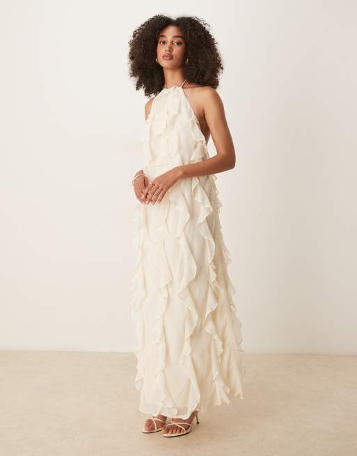 Pretty Lavish ruffle maxi dress in lemon
