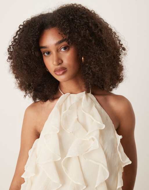 Pretty Lavish ruffle maxi dress in lemon, 3 of 4