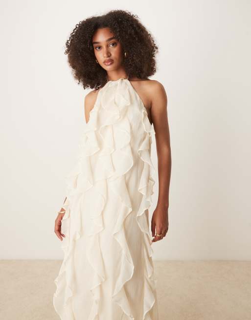 Pretty Lavish ruffle maxi dress in lemon