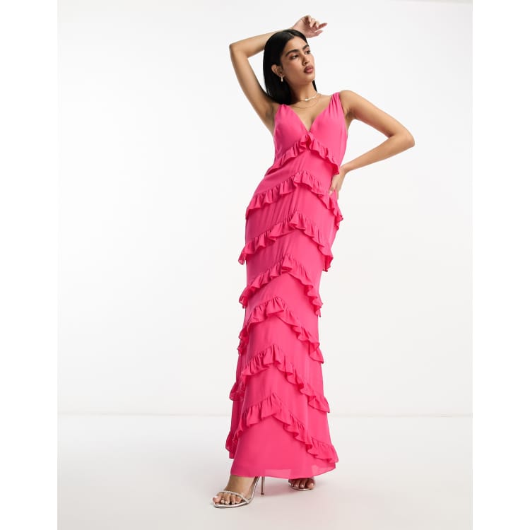 Blush ruffle maxi outlet dress