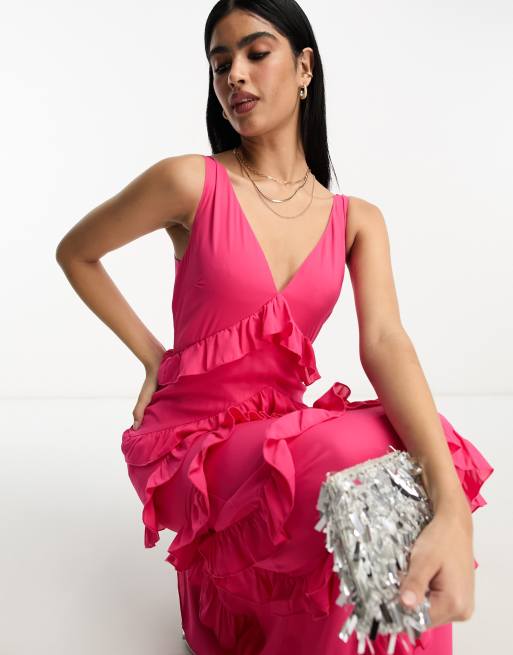 Pretty Lavish ruffle maxi dress in pink | ASOS