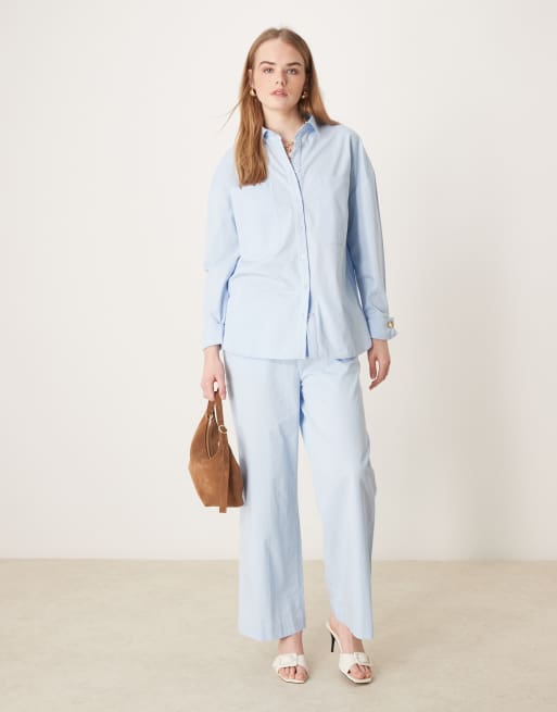 Pretty Lavish - Ruimvallende katoenen broek in blauw, deel van co-ord set
