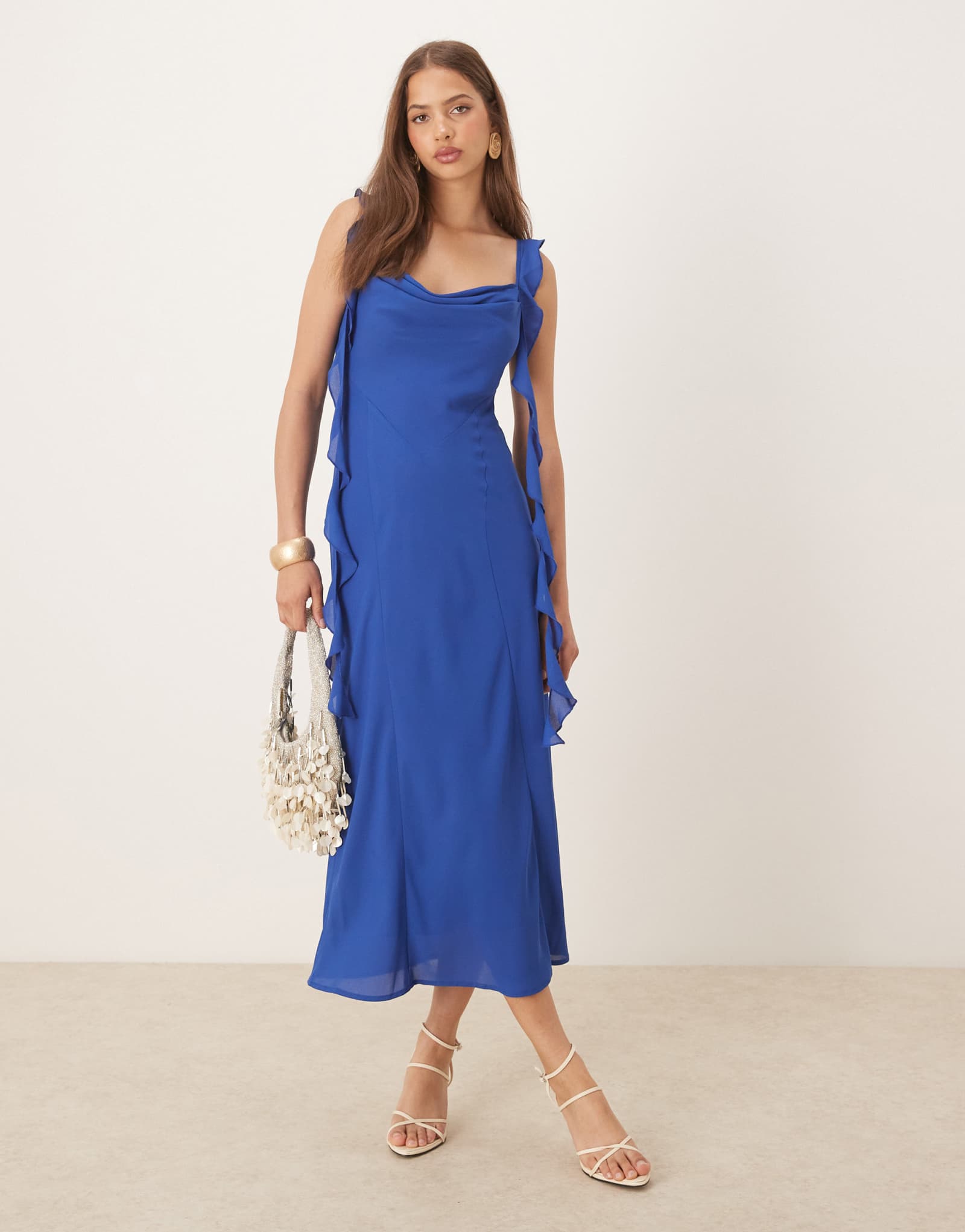 Красивое роскошное платье Rya midaxi кобальтово-синего цвета