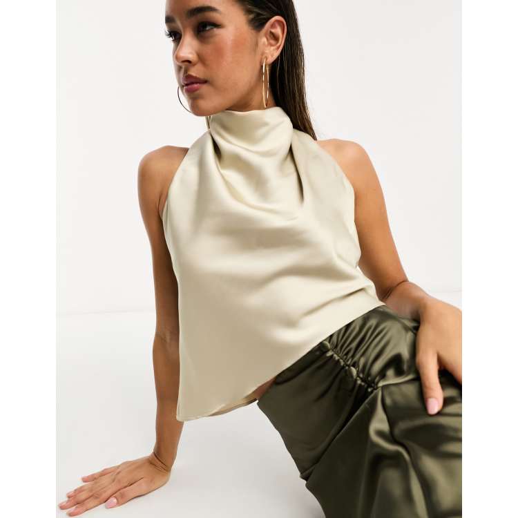 Abbey Sleeveless Grown Neck Top - Beige – Pretty Lavish