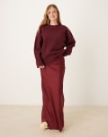 [Pretty Lavish] Pretty Lavish satin maxi skirt in burgundy-Red 6 Wine
