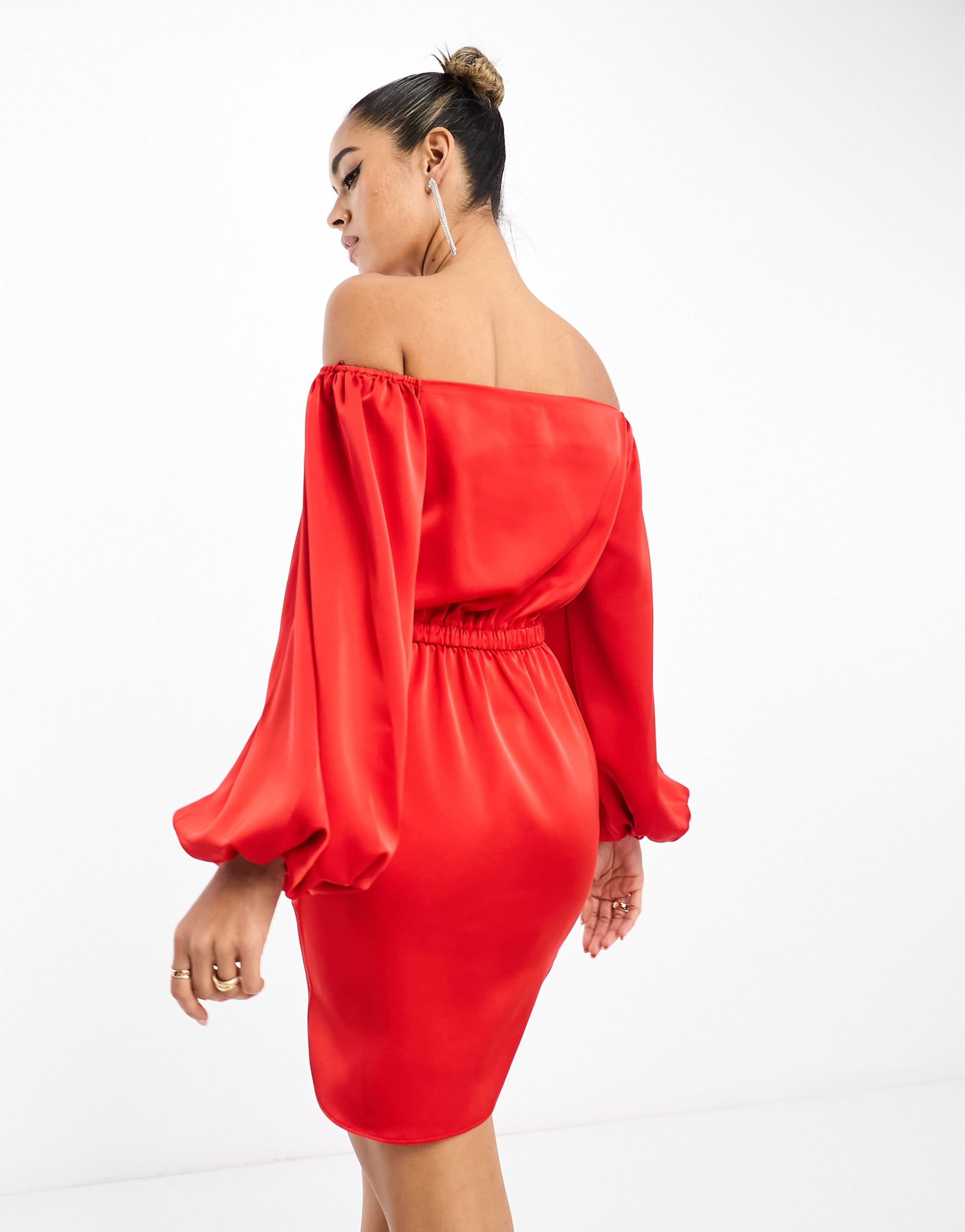 pretty lavish satin mini dress in red
