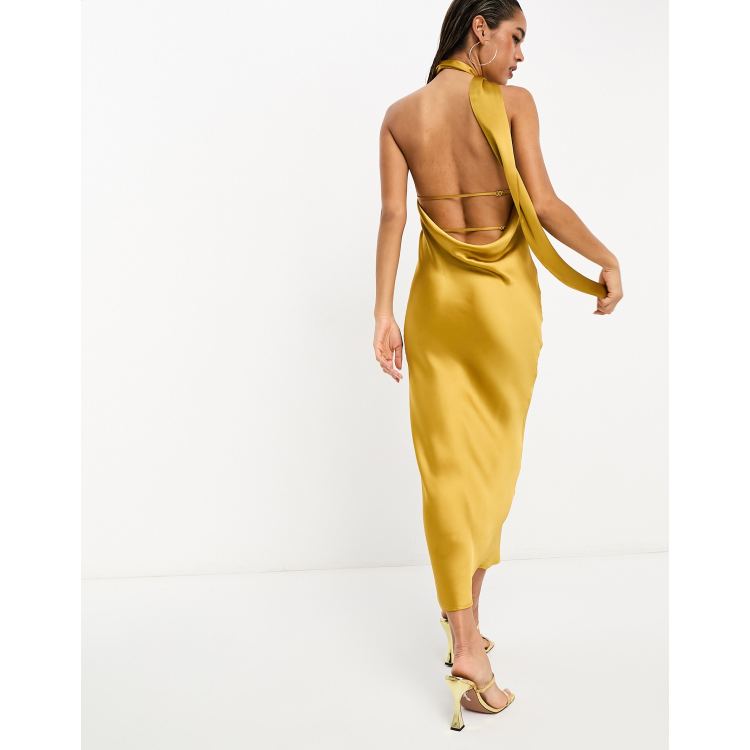 Pretty Lavish Chloe Scarf Midaxi Dress in Saffron - Clothing from