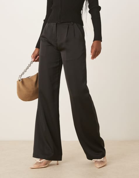 Pretty Lavish satin tailored trousers in black