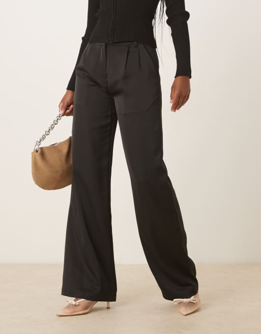 Pretty Lavish satin tailored trousers in black