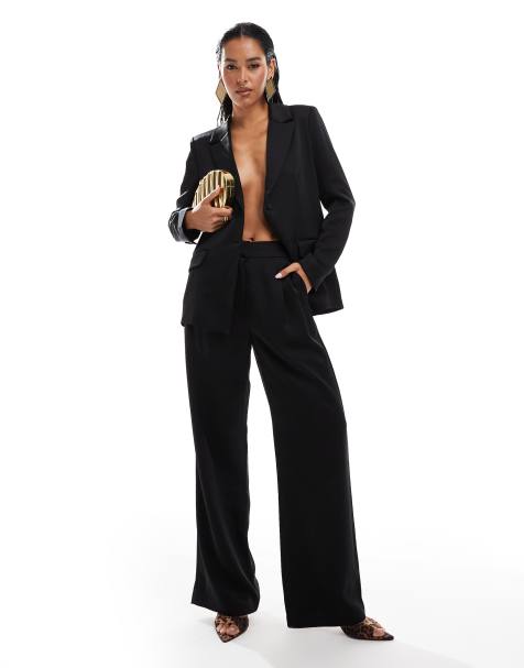 Pretty Lavish satin wide leg pants in black (part of a set) - view 1