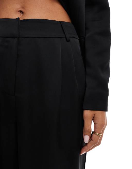 Pretty Lavish satin wide leg trouser co-ord in black, 5 of 5