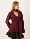[Pretty Lavish] Pretty Lavish scarf knit cardigan in burgundy-Red XS Wine
