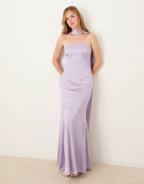 Pretty Lavish scarf neck bandeau maxi dress in lilac - view 1