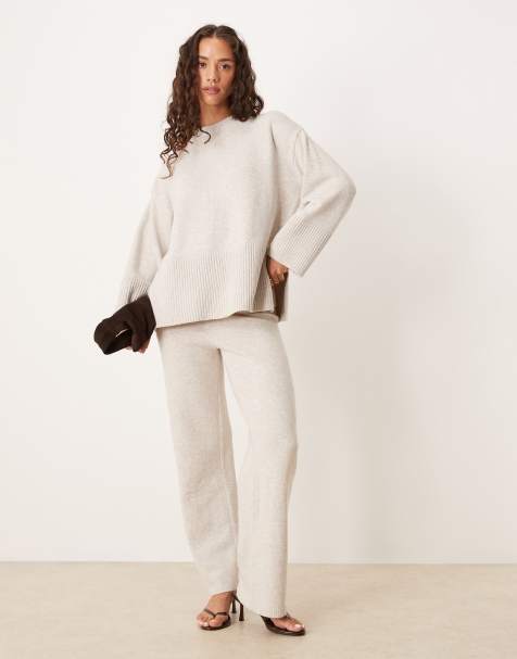 Pretty Lavish seam detail knit co-ord in light grey - view 1