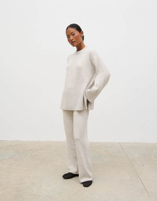 Pretty Lavish seam detail knit jumper co-ord in light grey, 2 of 4