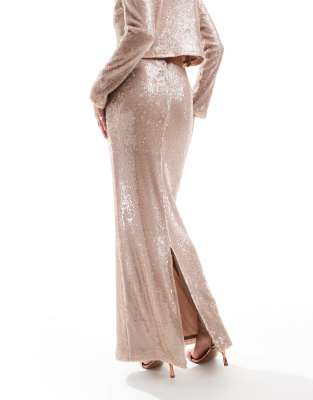 Pretty Lavish Sequin Maxi Skirt In Brown