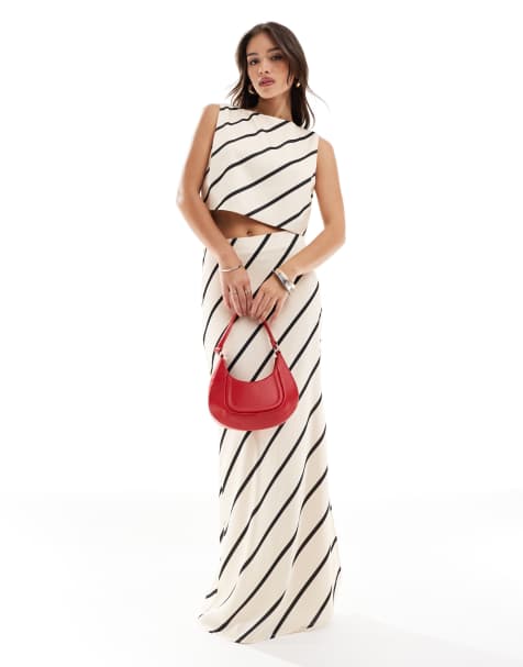 Pretty Lavish set in beige stripe print - view 1