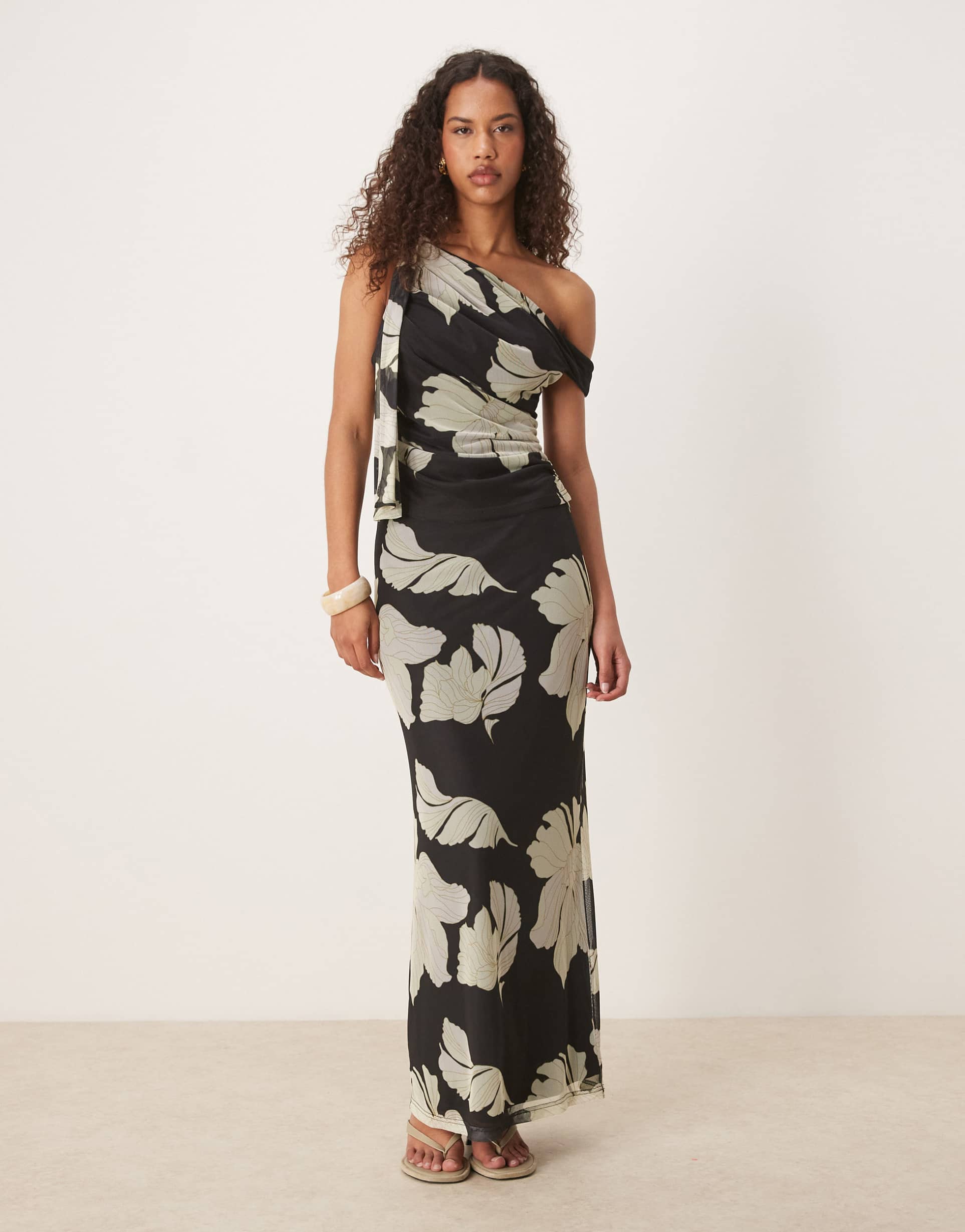 pretty lavish shea jersey tie top in black and cream - part of a set