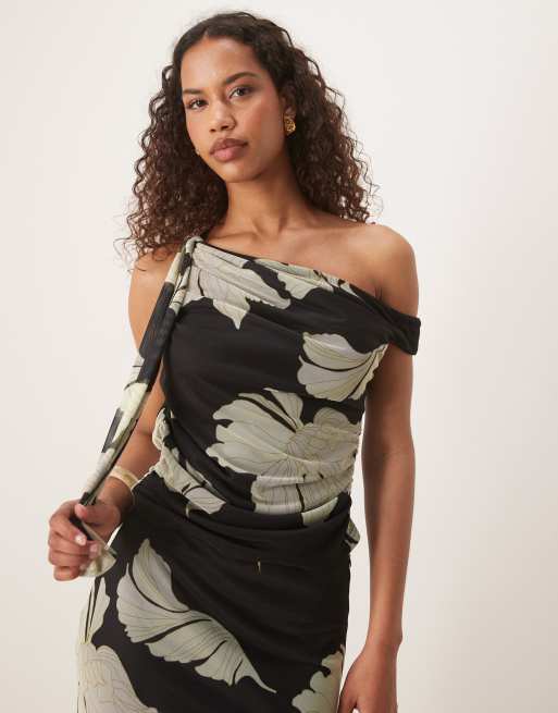 Pretty Lavish - Shea - Top d'ensemble noué en jersey - Noir et crème, 2 de 4