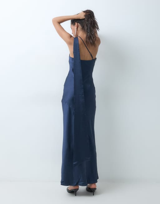 Pretty Lavish Sheree exclusive scarf detail maxi dress in navy, 4 of 5