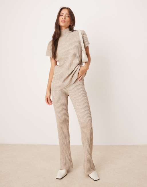 Pretty Lavish short sleeve knit top in beige - part of a set, 2 of 4