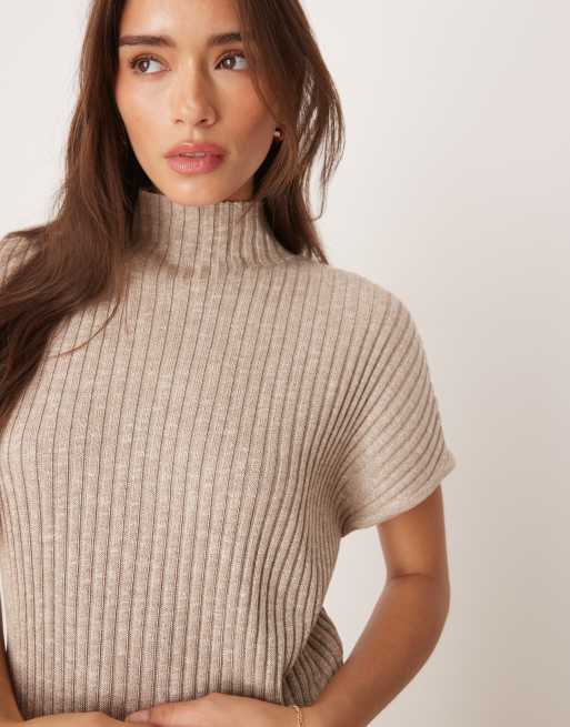 Pretty Lavish short sleeve knit top in beige - part of a set, 4 of 4