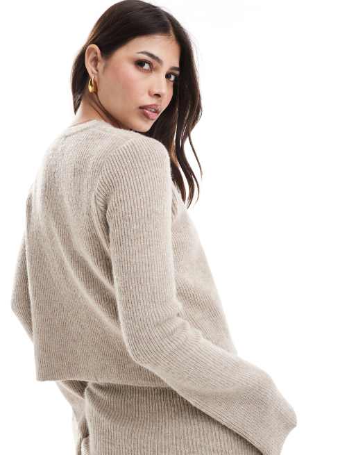 Pretty Lavish slim fit knit cardigan in taupe - part of a