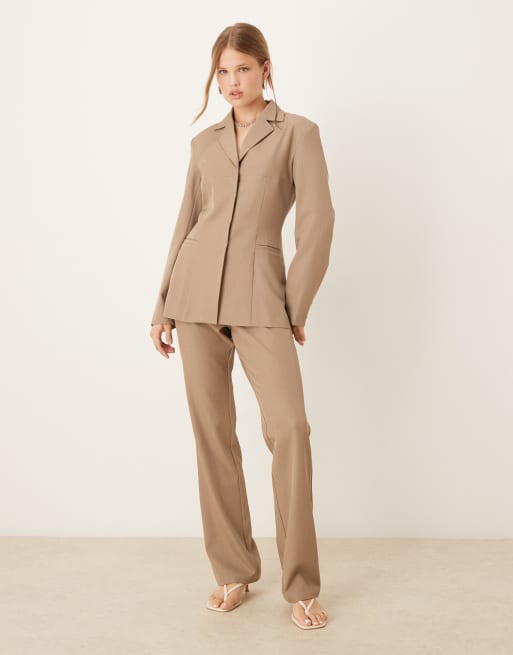 Pretty Lavish slim fit pants in dusty taupe (Part of a set)