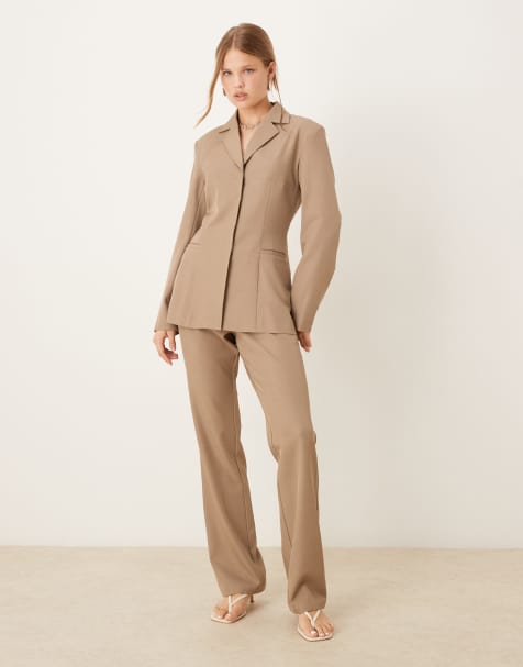 Pretty Lavish slim fit trousers co-ord in dusty taupe - view 1