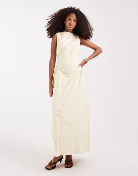 Pretty Lavish - Slyvie - Robe longueur mollet à encolure bateau et détails sur les hanches - Citron - view 1