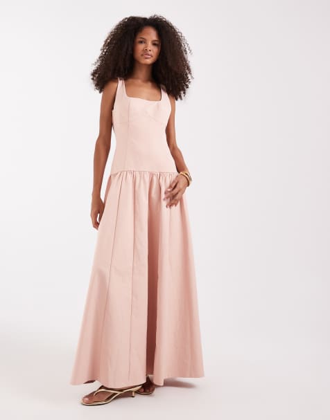 Pretty Lavish square neck dropped waist maxi dress in blush - view 1