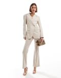 [Pretty Lavish] Pretty Lavish straight leg pants in beige pinstripe (part of a set)-White 6 Pinstripe