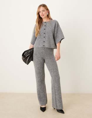Pretty Lavish - Strickhose in Anthrazit mit weitem Bein, Kombiteil-Grau