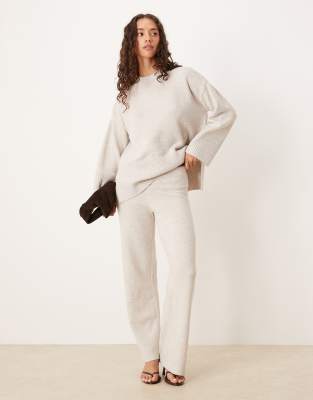Pretty Lavish - Strickhose in Hellgrau mit umgeschlagenem Bund, Kombiteil