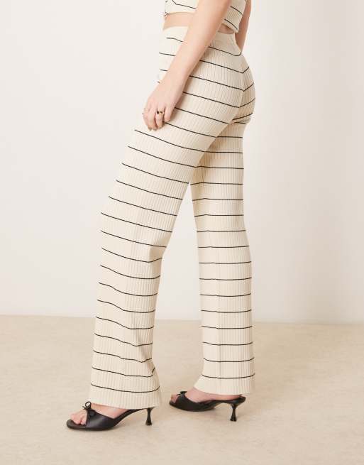 Pretty Lavish stripe knit pants in cream & black - part of a set, 3 of 4