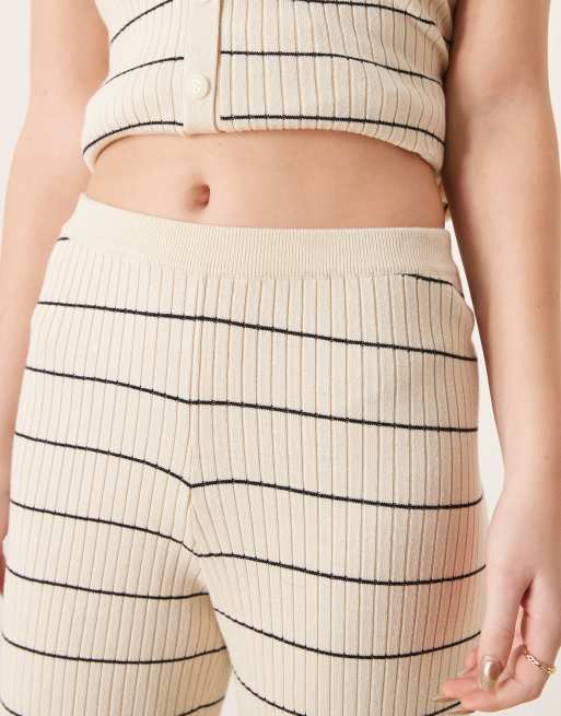 Pretty Lavish stripe knit pants in cream & black - part of a set, 4 of 4