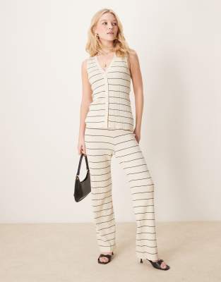 Pretty Lavish Pretty Lavish stripe knit trouser co-ord in cream & black