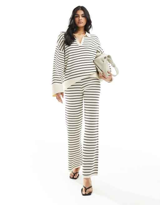 Red & White Stripe Wide Leg Pj Set