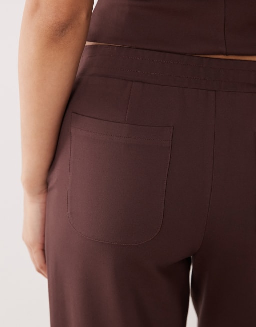 Pretty Lavish structured jersey trouser co-ord in brown, 4 of 5