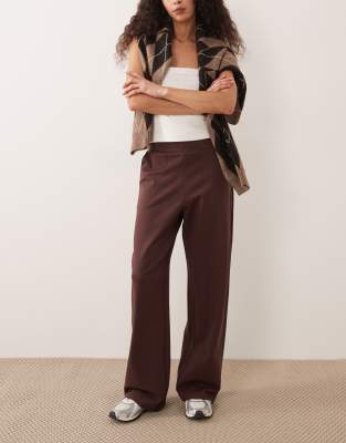 Pretty Lavish - Strukturierte Jersey-Hose in Braun, Kombiteil-Brown