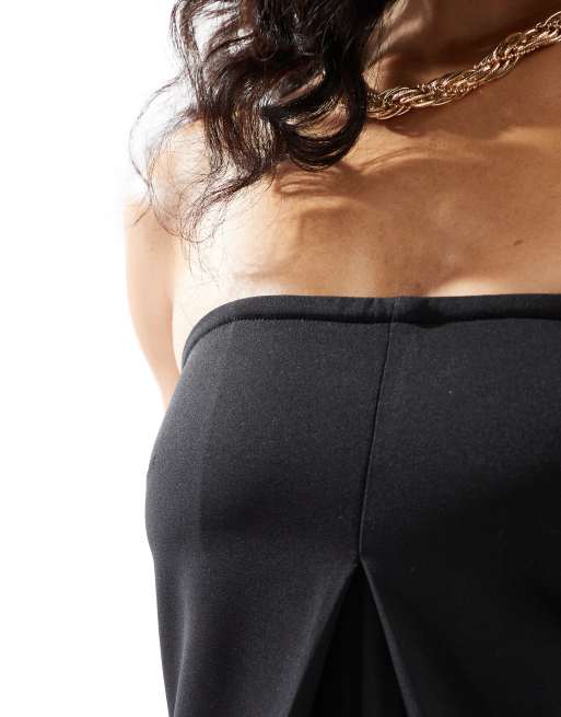 Pretty Lavish – Svart jumpsuit med bandeau-ringning och vida ben, 3 av 4
