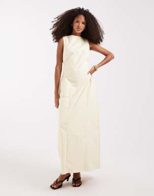 Pretty Lavish Sylvie slash neck hip detailing midaxi dress in lemon