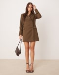 [Pretty Lavish] Pretty Lavish tailored blazer mini dress in brown 16 Brown
