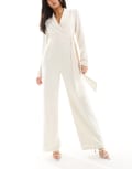 Pretty Lavish tailored jumpsuit in cream-White