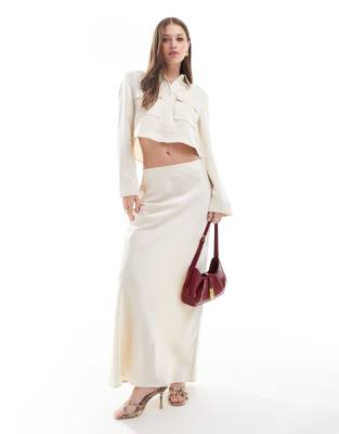 Pretty Lavish tailored maxi skirt co-ord in oyster-White