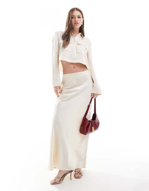 Pretty Lavish tailored maxi skirt co-ord in oyster