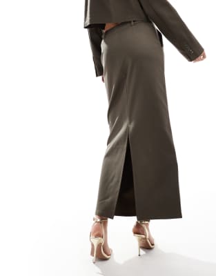 tailored maxi skirt in bark - part of a set-Neutral