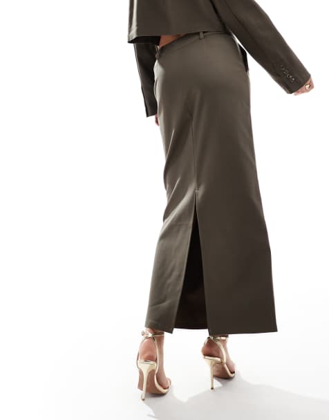 Pretty Lavish tailored maxi skirt in bark - part of a set - view 1