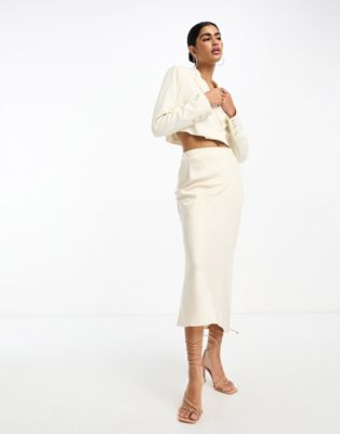 Pretty Lavish tailored midaxi skirt co-ord in oyster
