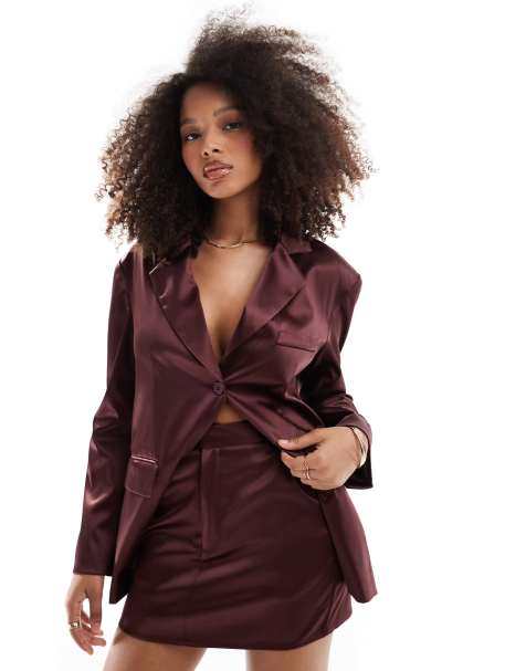 Pretty Lavish tailored mini skirt co ord in burgundy